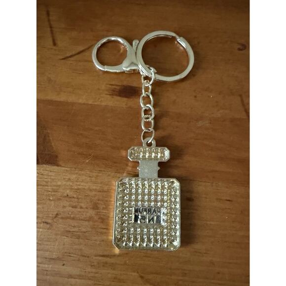 Parfum N°5 Rhinestone Perfume Bottle Keychain Bling Bag Charm Gold & Silver NWOT - Picture 6 of 13
